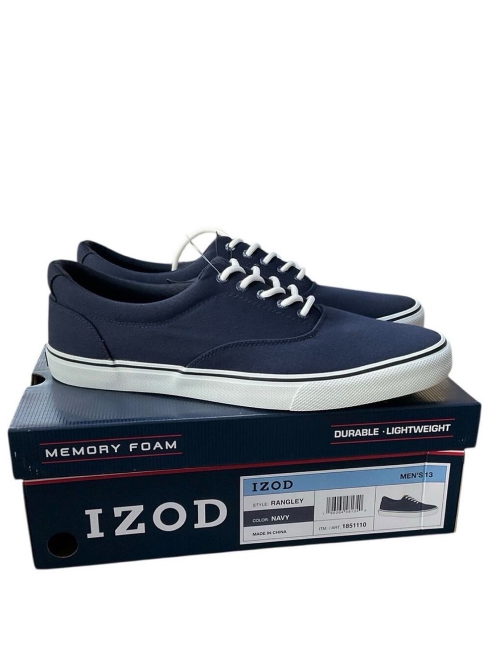 Izod Men’s Canvas Low-Top Sneakers with White Soles Navy Size 12 or 13 NEW